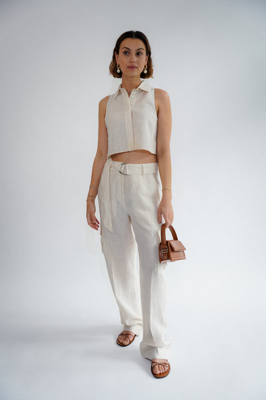 ESYA CARGO PANT- ECRU