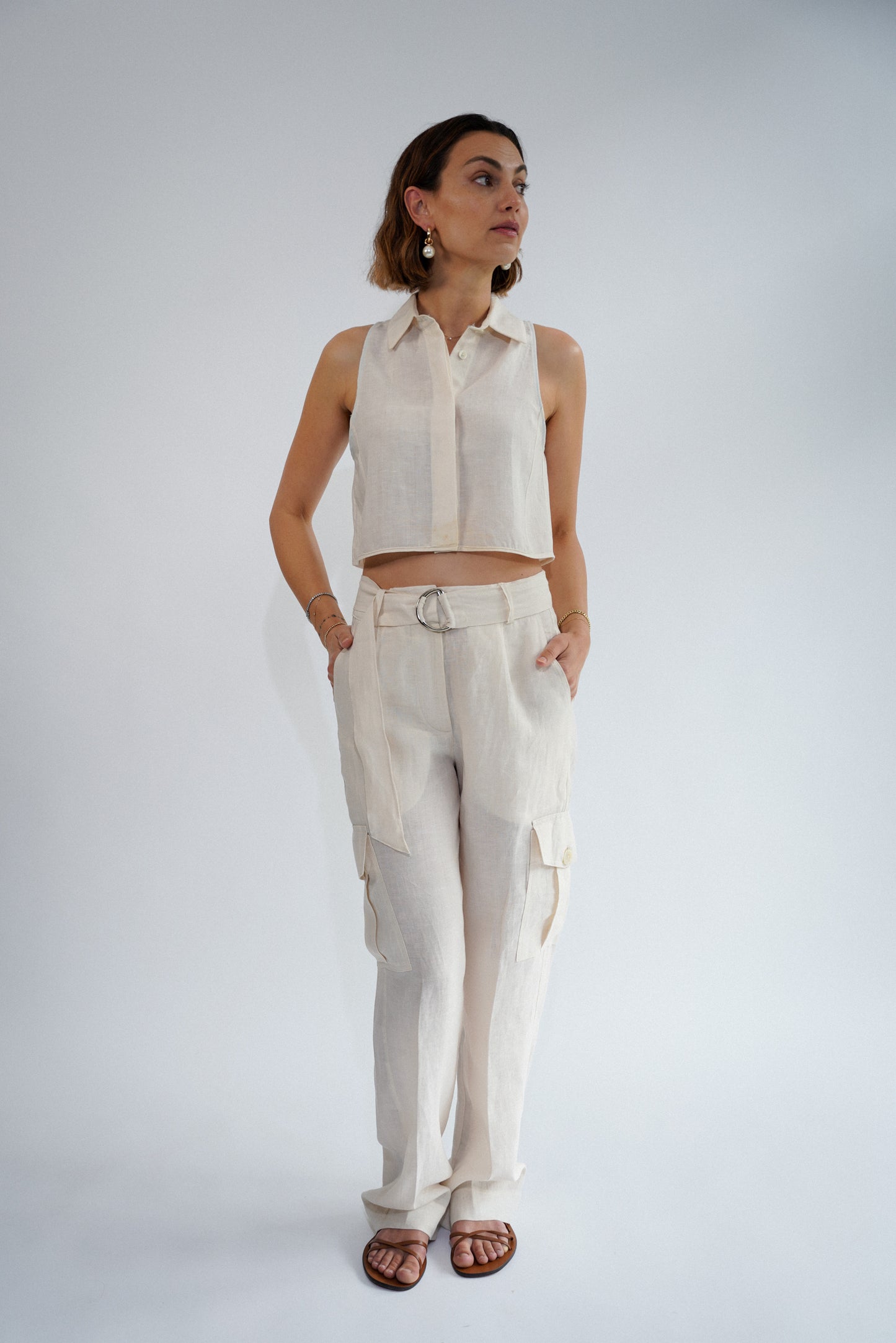 ESYA CARGO PANT- ECRU