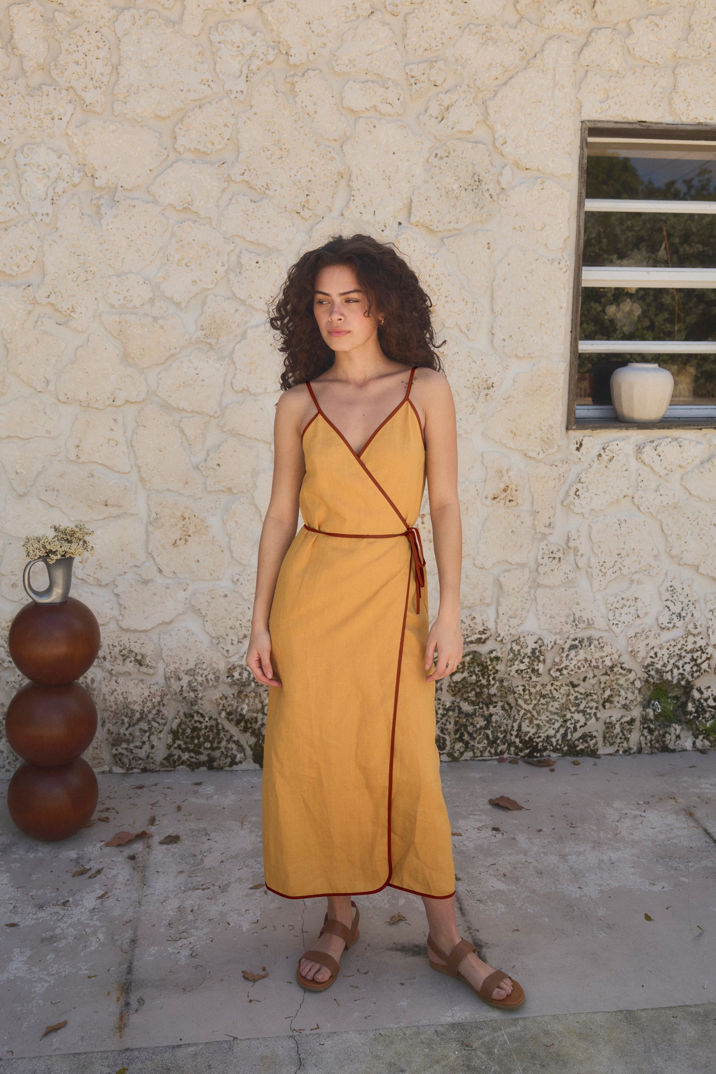 SIENA LINEN WRAP DRESS