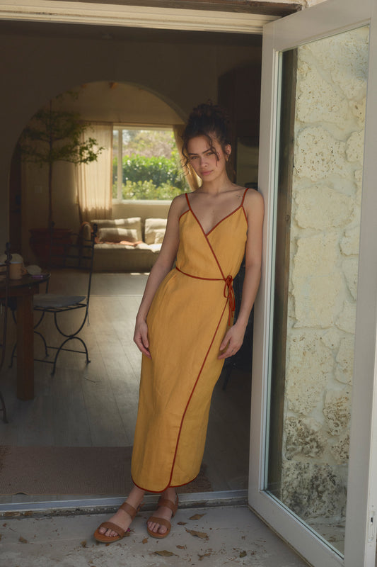 SIENA LINEN WRAP DRESS
