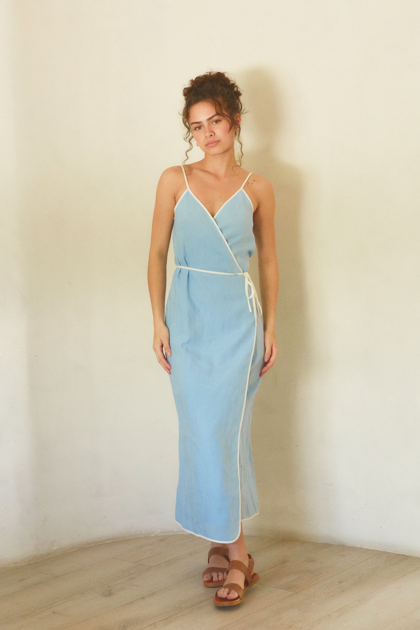 CAPRI LINEN WRAP DRESS