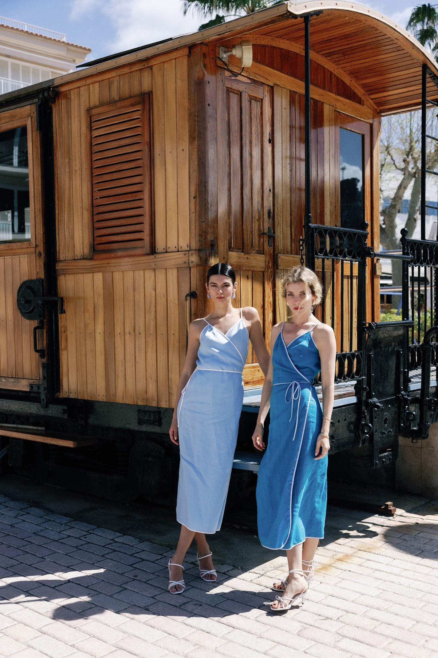 AZURE LINEN WRAP DRESS