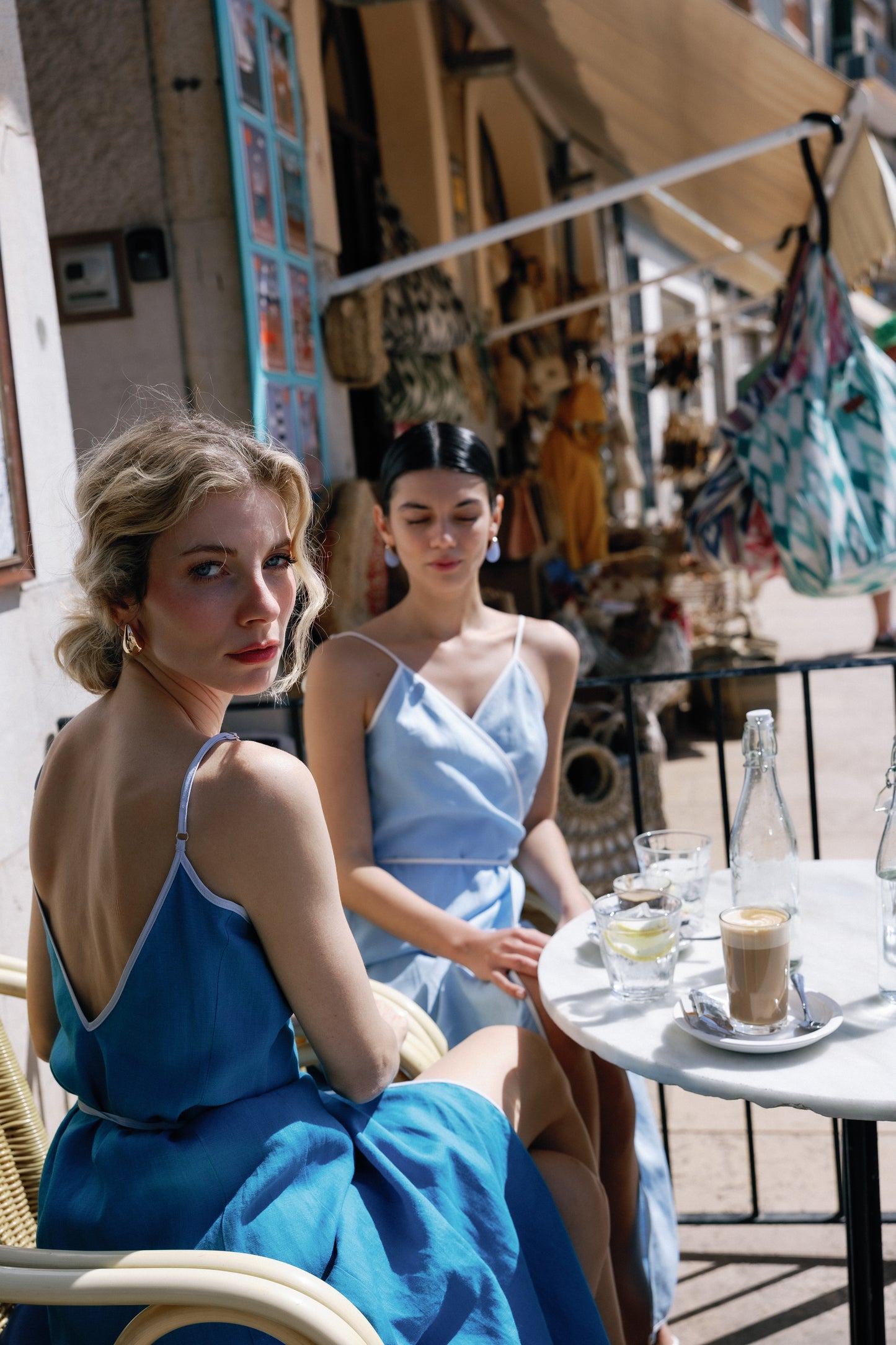 AZURE LINEN WRAP DRESS