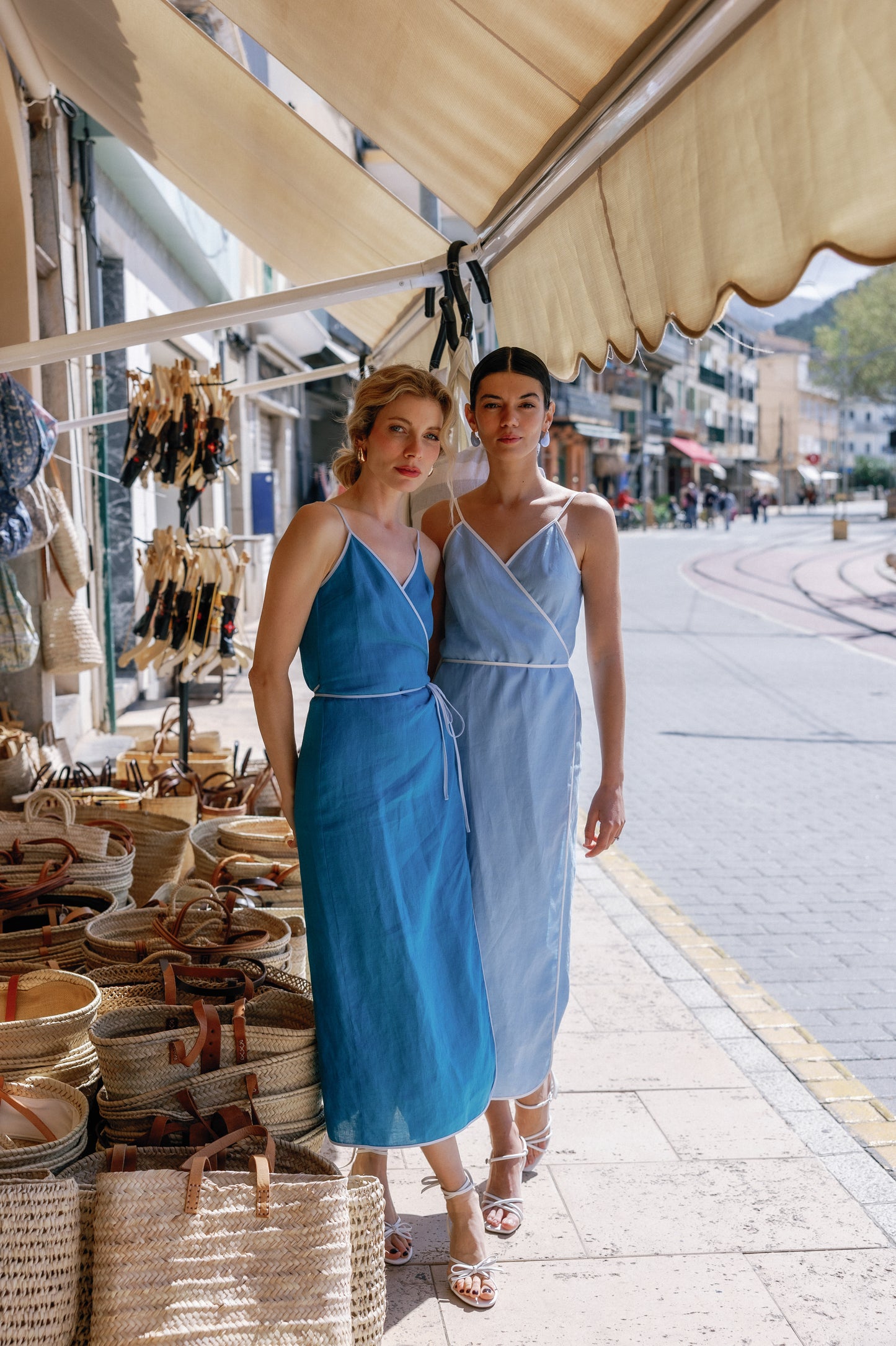 AZURE LINEN WRAP DRESS