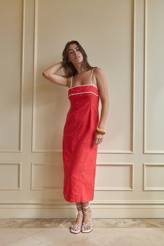 CHANIA DRESS - POMODORO DOT