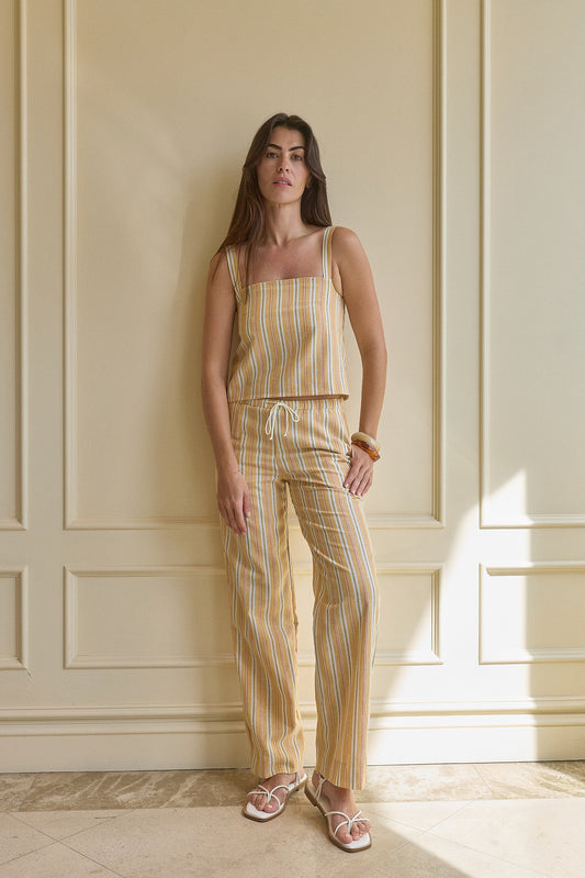 ANYWHERE LINEN PANT - SUNSET STRIPE