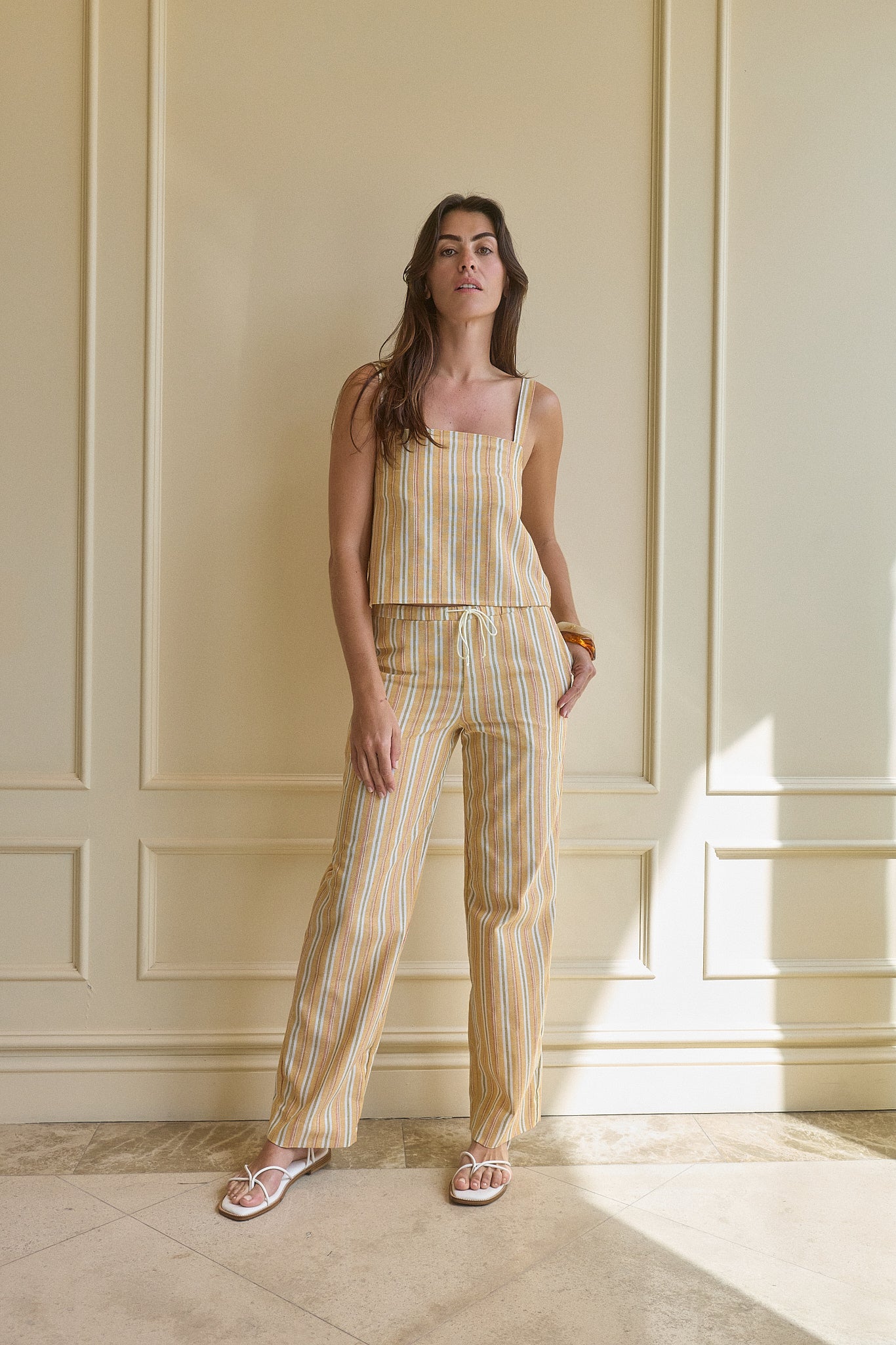 ANYWHERE LINEN PANT - SUNSET STRIPE