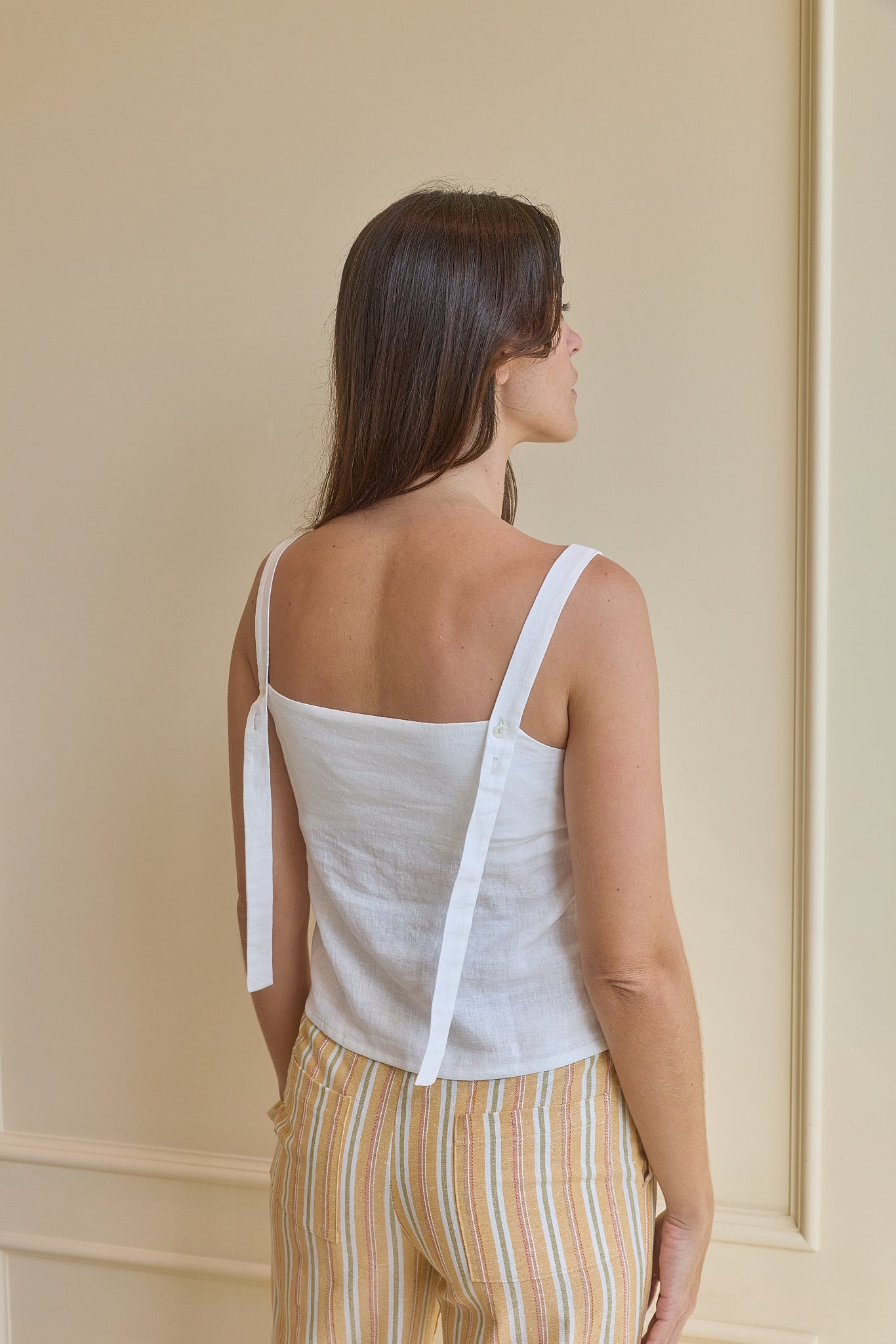 STRAPPY LINEN TOP - DUNE